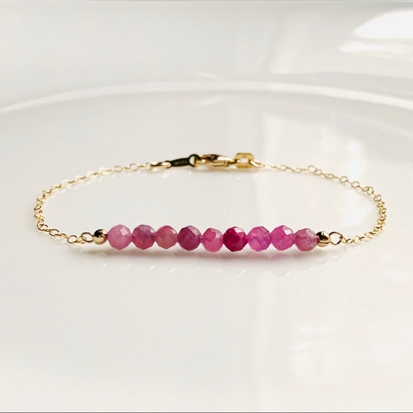 Ruby Gemstone Bracelet 14/20 Gold Filled or 925 - Picture 2 of 4